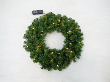 Pack of 4 Pre-Lit 20'' Northern Spruce Pine Wreath with 50 LED Battery Timer Lights – Christmas Front Door, Wall & Holiday Décor